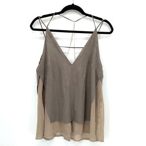 NWT ZARA W&B Collection Tank Top Womens M Chain Brown Faux Suede‎ Boho Festival